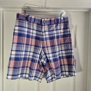 Southern Tide Mens Plaid Bermuda Shorts Size 32 Fish Logo Multicolor Golf Travel